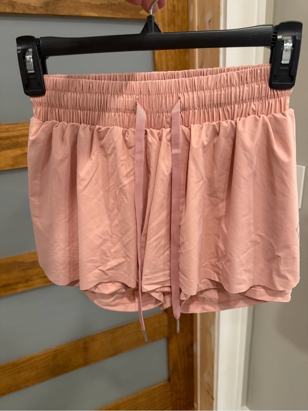 Women's Pink Elastic Waist Athletic Shorts